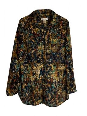 CHRISTOPHER & BANKS Splash Pattern Blouse, Women’s XL, Multicolor